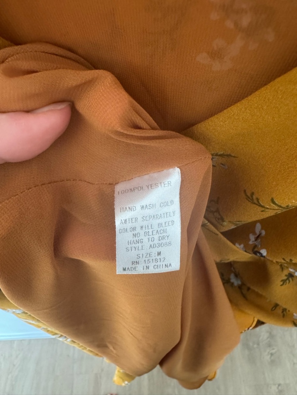 Mustard Yellow Floral Midi Dress - Picture 4 of 4